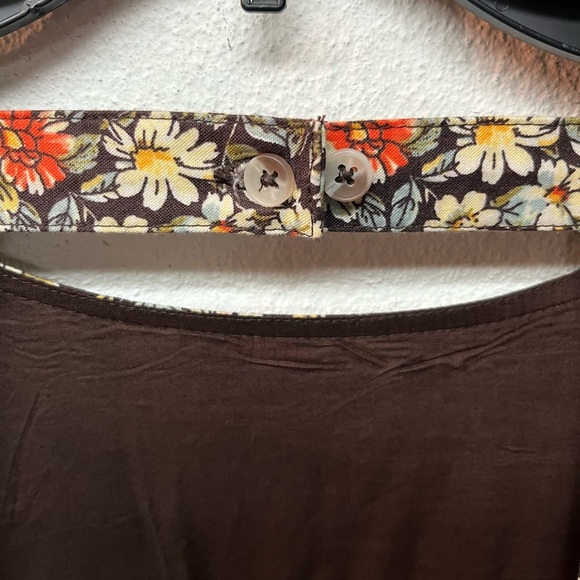 Free People Brown and Orange Sheath Mini Dress with Puff Sleeves - Picture 5 of 7